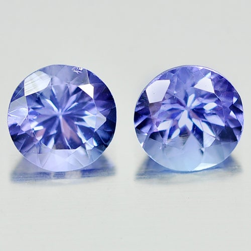 Natural Blue Tanzanite Gemstones 1.37 Ct. 2 Pcs. Matching Pair Round Shape 5.5 Mm. (1 of 3)