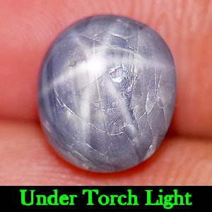 Natural Blue Star Sapphire Gemstone 4.67 Ct. Oval Cabochon Shape 9 x 8 Mm.: Product ID: 806149307 Product Name: Natural Star Sapphire Weight: 4.67 CT. Size: 9 x 8 x 5.7 MM. Shape: Oval Cabochon Color: Blue Clarity:Opaque Luster: Good 6 Rays Star Gems Origin: Thailand Treatmen