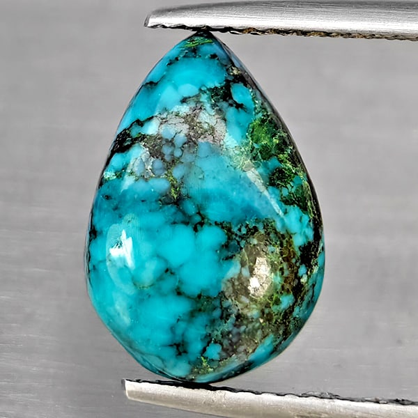 Natural Multi Color Green Turquoise Gemstones 3.35 Ct. Pear Cabochon Shape 13.2 x 9.4 Mm. (1 of 3)