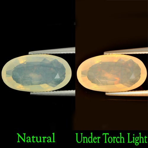 Unheated 6.58 Ct. Oval Natural White Opal Ethiopia: Product ID: 818711543 Product Name: Natural Opal Weight: 6.58 CT. Size: 18.9 x 10.3 x 7 MM. Shape: Oval Color: White Clarity:Semi - Transparent Luster: Good Gems Origin: Ethiopia Treatment: Unheated C