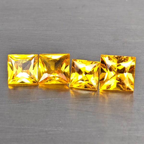 Natural Yellow Songea Sapphire Gemstones 1.55 Ct. 4 Pcs. Square Shape 4.9 Mm.: Product ID: 806130598 Product Name: Natural Yellow Sapphire Weight: 1.55 CT. Size: 4.9 x 4.1 x 2.4 MM. Shape: Pear Color: Orangish Red Clarity:VVS Luster: Good Gems Origin: Tanzania Treatment: Heated 