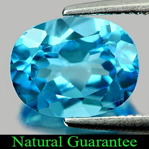 Natural Swiss Blue Topaz Gemstones 2.52 Ct. Oval Shape 9.2 x 7.3 Mm.: Product ID: 807163238 Product Name: Natural Blue Topaz Weight: 2.52 CT. Size: 9.2 x 7.3 x 5.1 MM. Shape: Oval Color: Swiss Blue Clarity:VSI Luster: Good Gems Origin: Brazil Treatment: Treated Crystal 