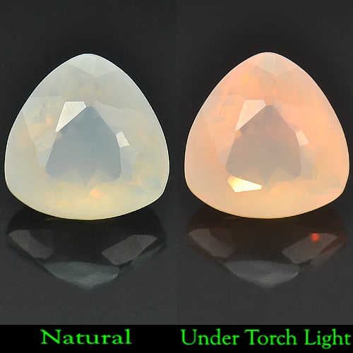 Natural Multi Color White Opal Gemstones 3.33 Ct. Trilliant Shape 10.6 x 10.5 Mm.: Product ID: 818722923 Product Name: Natural Opal Weight: 3.33 CT. Size: 10.6 x 10.5 x 7.5 MM. Shape: Trilliant Color: White Clarity:Semi - Transparent Luster: Good Gems Origin: Mexico Treatment: Unhea