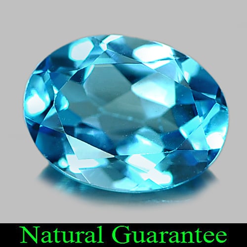 Natural Swiss Blue Topaz Gemstones 1.41 Ct. Oval Shape 8 x 6.1 Mm.: Product ID: 807161809 Product Name: Natural Blue Topaz Weight: 1.41 CT. Size: 8 x 6.1 x 3.7 MM. Shape: Oval Color: Swiss Blue Clarity:VVS Luster: Good Gems Origin: Brazil Treatment: Treated Crystal St
