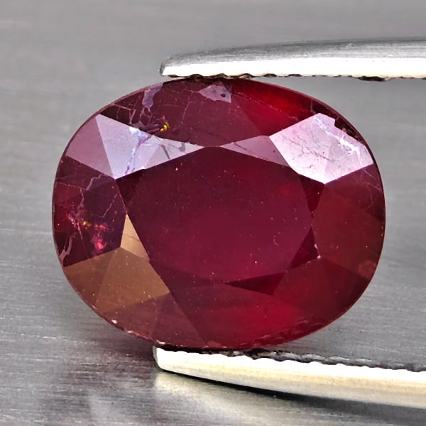 Natural Red Ruby Gemstones 6.27 Ct. Oval Shape 11.2 x 9.1 Mm. (1 of 3)