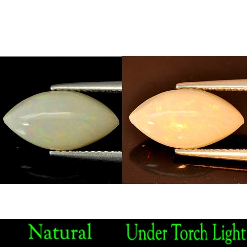 Natural Multi Color Play Of Colour Opal Gemstones 3.18 Ct. Marquise Shape 15.2 x 7.9 Mm.: Product ID: 818721587 Product Name: Natural Opal Weight: 3.18 CT. Size: 15.2 x 7.9 x 6.4 MM. Shape: Marquise Cabochon Color: Multi Color Clarity:Opaque Luster: Strong Iridescent Gems Origin: Ethiopia 