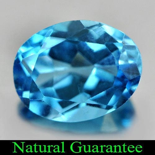 Natural Swiss Blue Topaz Gemstones 2.52 Ct. Oval Shape 9.2 x 7.2 Mm.: Product ID: 807162184 Product Name: Natural Blue Topaz Weight: 2.52 CT. Size: 9.2 x 7.2 x 5 MM. Shape: Oval Color: Swiss Blue Clarity:VSI Luster: Good Gems Origin: Brazil Treatment: Treated Crystal St