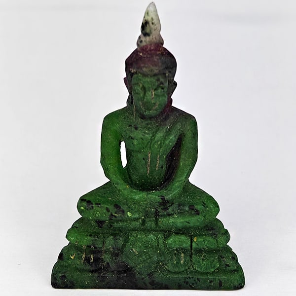 Natural Red Green Ruby in Zoisite Gemstones 78.33 Ct. Buddha Carving Shape 46 x 31 Mm.: Product ID: 805935807 Product Name: Natural Zoisite Carving Weight: 78.33 CT. Size: 46 x 31 x 32 MM. Shape: Carving shape Color: Red Green Clarity:Opaque Luster: Good Gems Origin: Madagascar Treatment