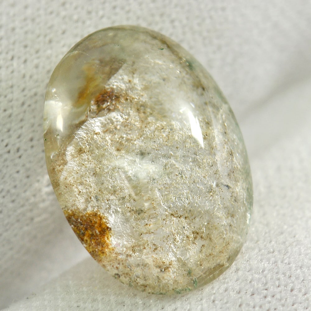 Natural Moss Quartz Gemstones 9.17 Ct. Oval Cabochon Shape 16.3 x 11.7 Mm.: Product ID: 805529637 Product Name: Natural Quartz Weight: 9.17 CT. Size: 16.3 x 11.7 x 7.3 MM. Shape: Oval Cabochon Color: Multi-Color Clarity:Semi - Transparent Luster: Good Gems Origin: Thailand Tr