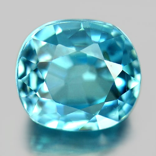 Natural Blue Zircon Gemstones 4.32 Ct. Cushion Shape 8.5 x 7.7 Mm. (1 of 3)