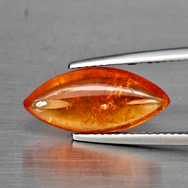 Natural Orangish Red Spessartine Garnet Gemstones 4.95 Ct. Marquise Cabochon Shape 17 x 7.8 Mm. (1 of 3)