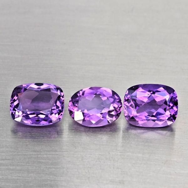 Natural Purple Amethyst Gemstones 8.31 Ct. 3 Pcs. Mixed Shape and Mixed Size (1 of 3)