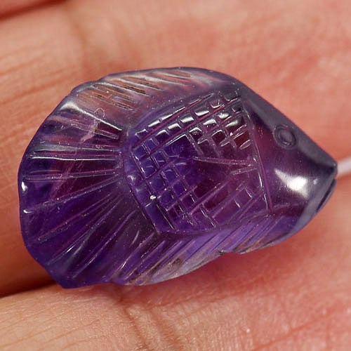 Natural Violet Amethyst Gemstones 8.46 Ct. Fish Carving Shape 18.5 x 12.1 Mm.: Product ID: 810302968 Product Name: Natural Amethyst Weight: 8.46 CT. Size: 18.5 x 12.1 x 7.2 MM. Shape: Fish Carving Color: Violet Clarity:Semi - Transparent Luster: Good Gems Origin: Brazil Treatmen