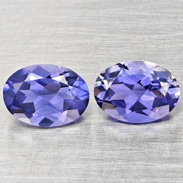 Natural Violetish Blue Iolite Gemstones 1.24 Ct. 2 Pcs. Oval Shape 7.1 x 5.1 Mm.: Product ID: 803804879 Product Name: Natural Iolite Weight: 1.24 CT. Size: 7.1 x 5.1 x 3.4 MM. Shape: Oval Shape Color: Violetish Blue Clarity:VSI Luster: Good Gems Origin: Madagascar Treatment: Unheat