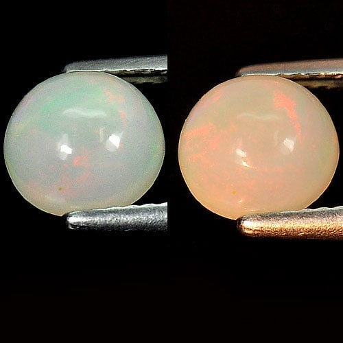 Natural Multi-Color Opal Gemstones 1.47 Ct. Oval Cabochon Shape 7.8 x 7.3 Mm.: Product ID: 818718289 Product Name: Natural Opal Weight: 1.47 CT. Size: 7.8 x 7.3 x 5.4 MM. Shape: Oval Cabochon Color: Multi Color Clarity:Semi - Transparent Luster: Strong Iridescent Gems Origin: Et