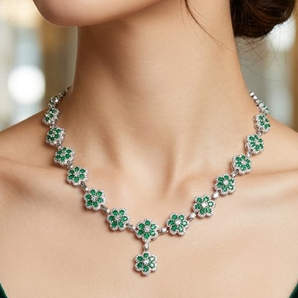 Natural Green Emerald Gemstones with 925 Sterling Silver Necklace Jewelry Length 18 Inch.: Product ID: 207102068 Product Name: Sterling Silver Necklace Product Type: 925 Sterling Silver Fine Jewelry Jewelry Weight: 48.41 Grams. Gemstones Color: Green Metal: Solid Silver 92.5%. Gemstone Deta