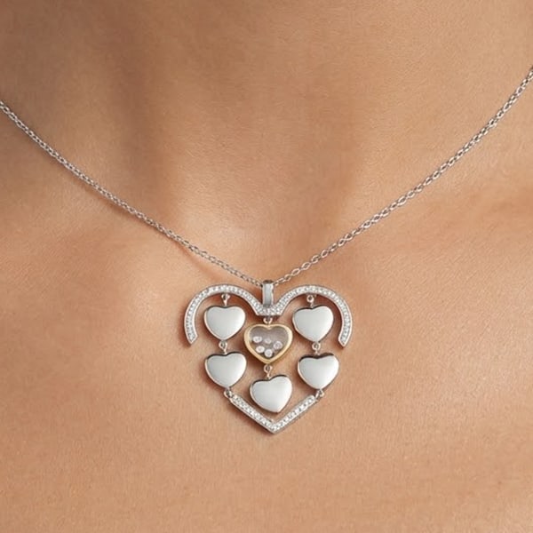 7.02 G. Heart Design Real 925 Sterling Silver Fine Jewelry Pendant with Cz (1 of 3)