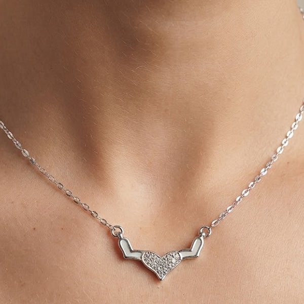 Real 925 Sterling Silver Necklace Length 16 Inch. Round White CZ Heart Design: Product ID: 280540069 Product Type: 925 Sterling Silver Fine Jewelry Jewelry Weight: 2.40 Grams. Gemstones Color: Silver Metal: Solid Silver 92.5%. Gemstone Detail: About 2.40 Grams. Round White CZ Si