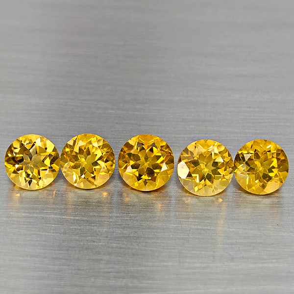 Natural Yellow Citrine Gemstones 6.12 Ct. 5 Pcs. Round Shape 7 Mm.: Product ID: 801815434 Product Name: Natural Citrine Weight: 6.12 CT. Size: 7 x 7 x 4.4 MM. Shape: Round Shape Color: Yellow Clarity:VSI Luster: Good Gems Origin: Brazil Treatment: Unheated Crystal Str
