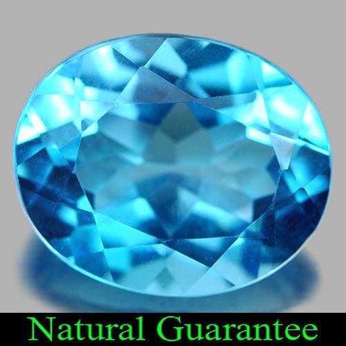 Natural Swiss Blue Topaz Gemstones 4.54 Ct. Oval Shape 11 x 9 Mm.: Product ID: 807160574 Product Name: Natural Blue Topaz Weight: 4.54 CT. Size: 11 x 9 x 6 MM. Shape: Oval Color: Swiss Blue Clarity:VVS Luster: Good Gems Origin: Brazil Treatment: Treated Crystal Struc