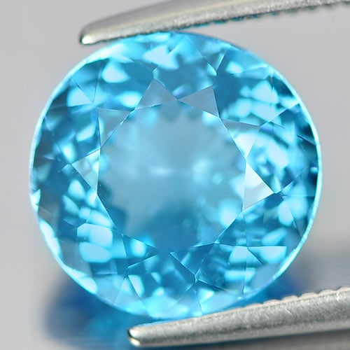 Natural Swiss Blue Topaz Gemstones 3.82 Ct. Round Shape 9.3 Mm.: Product ID: 807155191 Product Name: Natural Blue Topaz Weight: 3.82 CT. Size: 9.3 x 9.3 x 6 MM. Shape: Round Color: Swiss Blue Clarity:VSI Luster: Good Gems Origin: Brazil Treatment: Treated Crystal S