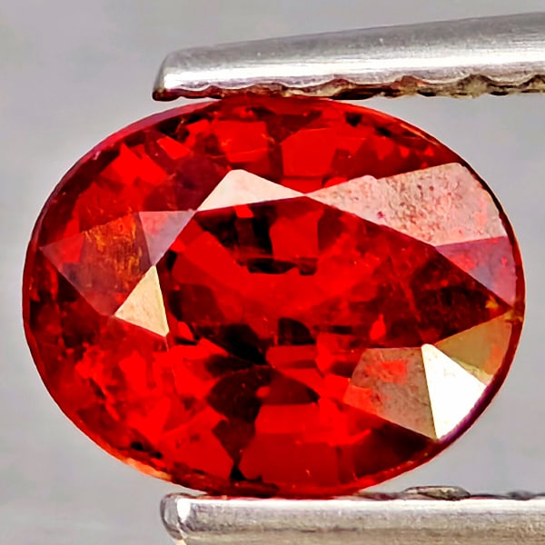 Natural Orangish Red Spessartine Garnet Gemstones 1.19 Ct. Oval Shape 6.4 x 5.1 Mm.: Product ID: 802937081 Product Name: Natural Garnet Weight: 1.19 CT. Size: 6.4 x 5.1 x 4 MM. Shape: Oval Shape Color: Orangish Red Clarity:SI1 Luster: Good Gems Origin: Namibia Treatment: Unheated Crys