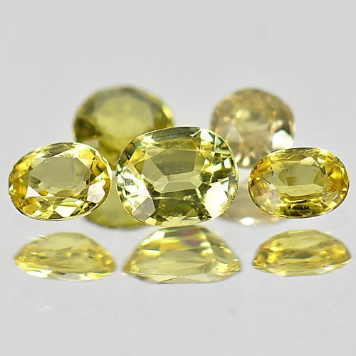 Natural Yellow Sapphire Gemstones 1.25 Ct. 5 Pcs. Mix Shape 4.7 x 3.9 Mm.: Product ID: 806152102 Product Name: Natural Yellow Sapphire Weight: 1.25 CT. Size: 4.7 x 3.9 x 2.3 MM. Shape: Mix Shape Color: Yellow Clarity:SI1 Luster: Good Gems Origin: Thailand Treatment: Heated C