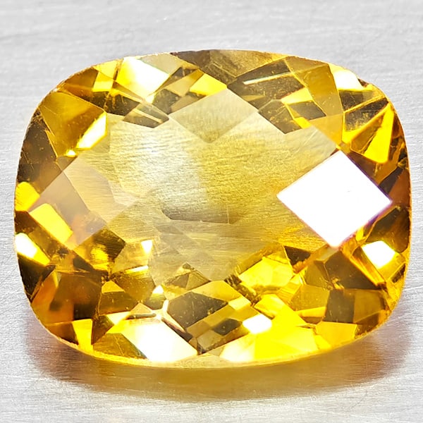 Natural Yellow Citrine Gemstones 2.51 Ct. Cushion Checkerboard Cut 10.2 x 8.2 Mm.: Product ID: 801815276 Product Name: Natural Citrine Weight: 2.51 CT. Size: 10.2 x 8.2 x 5 MM. Shape: Cushion Checkerboard Color: Yellow Clarity:VSI Luster: Good Gems Origin: Brazil Treatment: Unheated