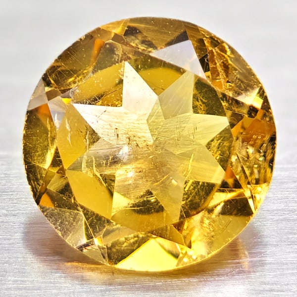 Natural Yellow Citrine Gemstones1.10 Ct. Round Shape 7 Mm.: Product ID: 801813582 Product Name: Natural Citrine Weight: 1.10 CT. Size: 7 x 7 x 3.7 MM. Shape: Round Color: yellow Clarity:VVS Luster: Good Gems Origin: Barzil Treatment: Unheated Crystal Structure