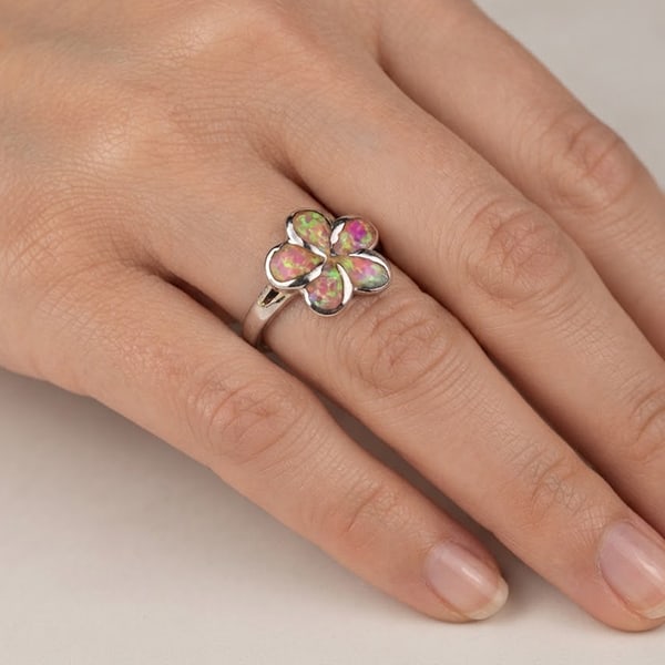 925 Sterling Silver Jewely with Pink Created Opal Inlay Flower Ring Size 9: Product ID: 280110071 Product Type: 925 Sterling Silver Fine Jewelry Jewelry Weight: 3.15 Grams. Ring Size: 9 Resizable(Fee) Gemstones Color: Multi-Color Metal: Solid Silver 92.5%. Gemstone Detail: Mu