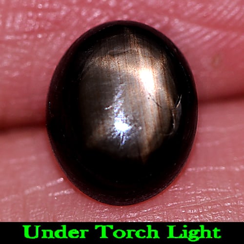 Natural Black Star Sapphire Gemstones 3.47 Ct. Oval Cabochon Shape 9.6 x 8 Mm. (1 of 3)