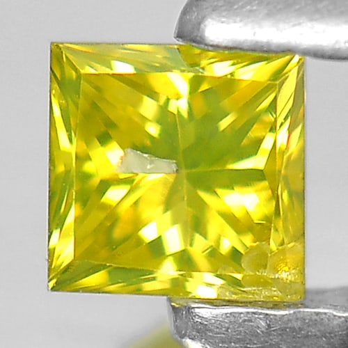 Natural Yellow Loose Diamond 0.19 Ct. Square Princess Cut 3 Mm.: Product ID: 802104168 Product Name: Natural Enhanced Diamond Weight: 0.19 CT. Size: 3 x 3 x 2.3 MM. Shape: Square Princess Cut Color: Yellow Clarity:SI1 Luster: Scintillating Gems Origin: Belgium Trea