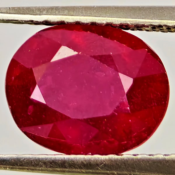 Natural Purplish Red Ruby Gemstones 3.52 Ct. Oval Shape 9.1 x 7.4 Mm.: Product ID: 805935545 Product Name: Natural Ruby Weight: 3.52 CT. Size: 9.1 x 7.4 x 5.9 MM. Shape: Oval Color: Purplish Red Clarity:VSI Luster: Good Gems Origin: Madagascar Treatment: Heated (Lead-gla