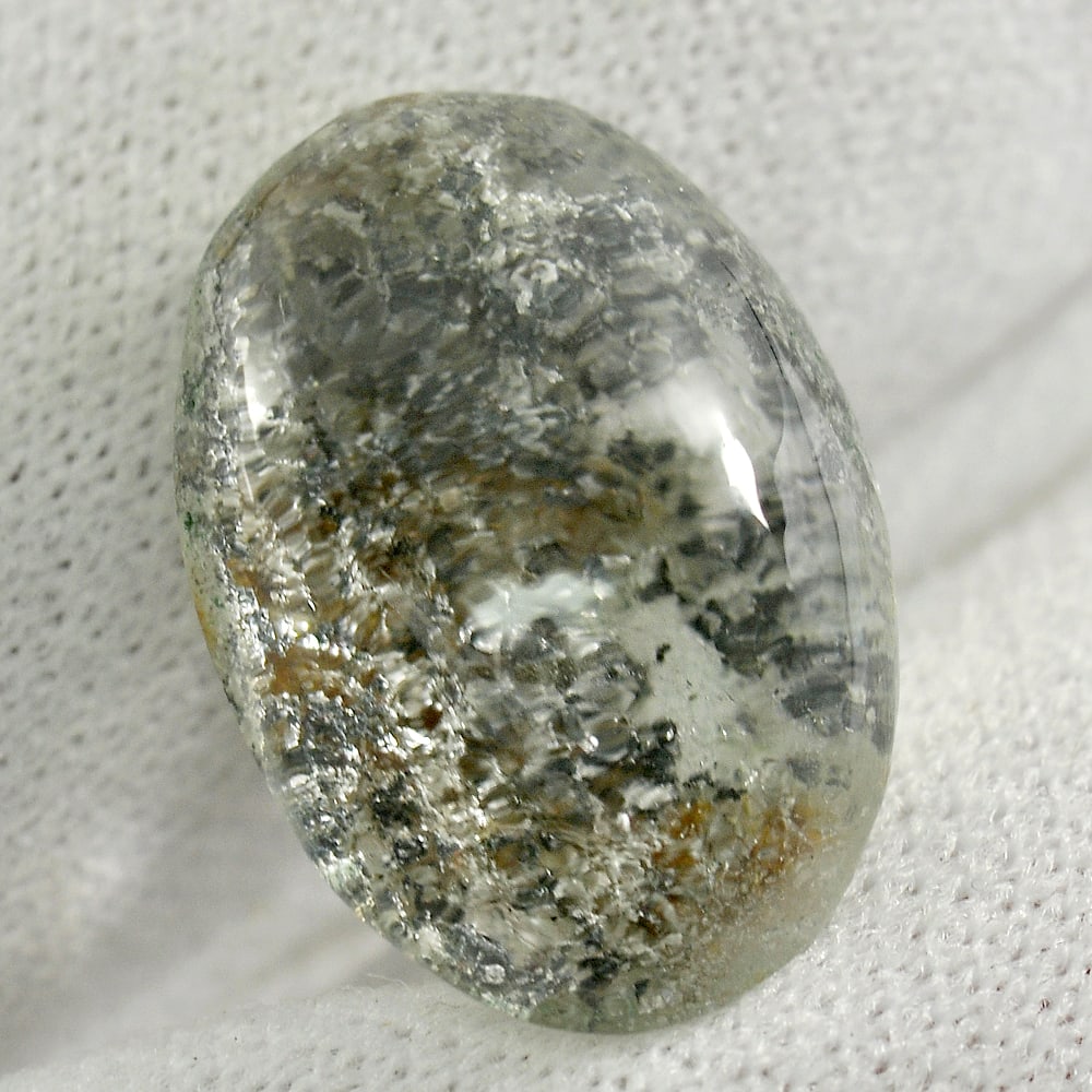 Natural Multi-Color Moss Quartz Gemstones 9.08 Ct. Oval Cabochon Shape 16.2 x 11 Mm. (1 of 3)