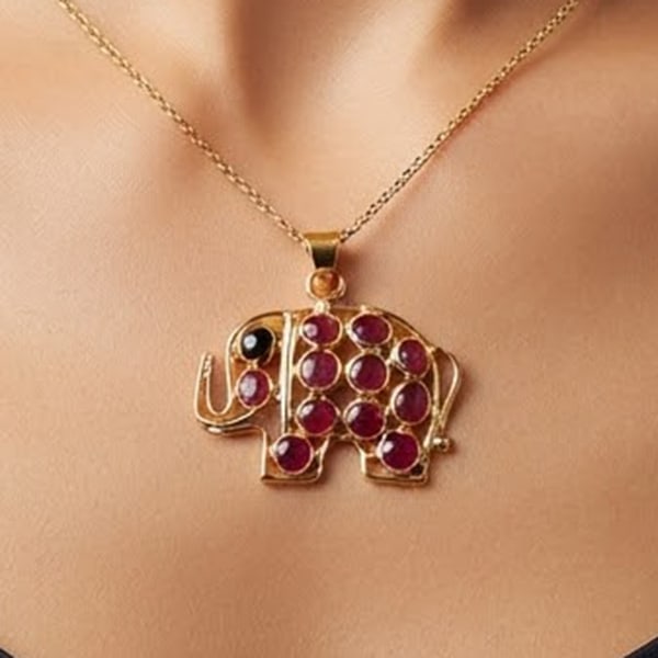 Natural Purplish Red Ruby and Sapphire 18k Yellow Gold Pendant Jewelry 0.38 Grams (1 of 3)