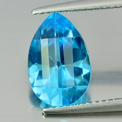 Natural Swiss Blue Topaz Gemstones 3.42 Ct. Pear Shape 11.9 x 8 Mm.: Product ID: 807166008 Product Name: Natural Blue Topaz Weight: 3.42 CT. Size: 11.9 x 8 x 5.7 MM. Shape: Pear Color: Blue Clarity:IF Luster: Good Gems Origin: Brazil Treatment: Treated Crystal Structur