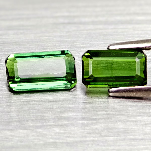 Natural Green Tourmaline Gemstones 1.52 Ct 2 Pcs. Octgon Shape 7.2 x 4.1 Mm.: Product ID: 807250883 Product Name: Natural Tourmaline Weight: 1.52 CT. Size: 7.2 x 4.1 x 2.8 to 6.7 x 4.1 x 2.9 MM. Shape: Octagon Color: Green Clarity:VSI Luster: Good Gems Origin: Nigeria Treatment