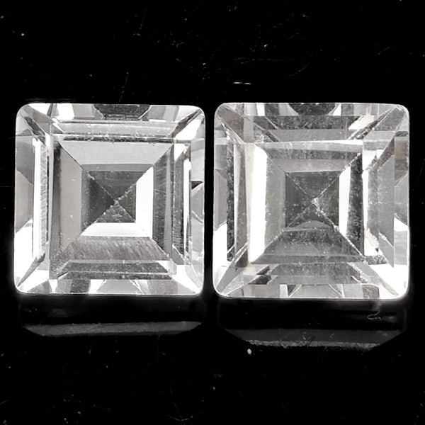 Natural White Topaz Gemstones 2.86 Ct. 2 Pcs. Square Shape 6.2 Mm. (1 of 3)