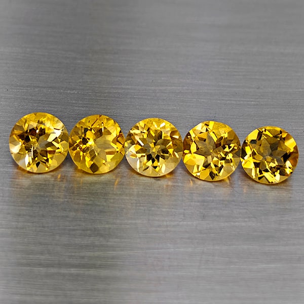 Natural Yellow Citrine Gemstones 6.19 Ct. 5 Pcs. Round Shape 7 Mm.: Product ID: 801815433 Product Name: Natural Citrine Weight: 6.19 CT. Size: 7 x 7 x 5 MM. Shape: Round Shape Color: Yellow Clarity:VSI Luster: Good Gems Origin: Brazil Treatment: Unheated Crystal Struc