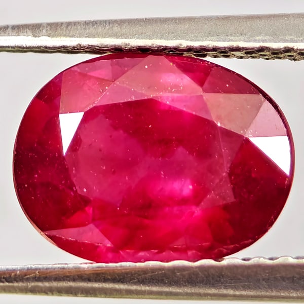 Natural Purplish Red Ruby Gemstones 2.39 Ct. Oval Shape 9.2 x 7 Mm.: Product ID: 805935639 Product Name: Natural Ruby Weight: 2.39 CT. Size: 9.2 x 7 x 4.4 MM. Shape: Oval Color: Purplish Red Clarity:VSI - SI1 Luster: Good Gems Origin: Madagascar Treatment: Heated (Lead