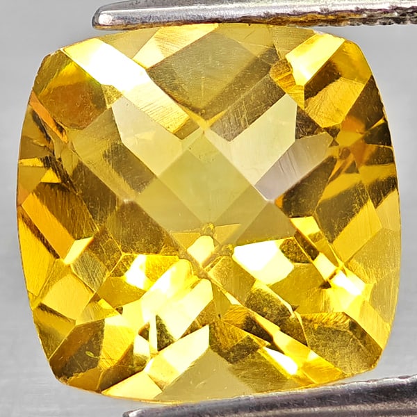 Natural Yellow Citrine Gemstones 4.02 Ct. Cushion Checkerboard Cut 10.2 x 10.1 Mm.: Product ID: 801815231 Product Name: Natural Citrine Weight: 4.02 CT. Size: 10.2 x 10.1 x 7 MM. Shape: Cushion Checkerboard Cut Color: Yellow Clarity:VVS - VSI Luster: Good Gems Origin: Brazil Treatmen