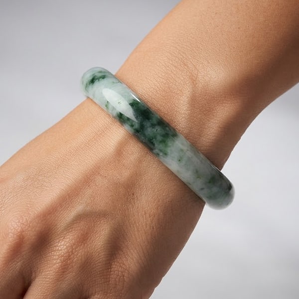 Natural Multi Color Green Jade Gemsotnes 306.50 Ct. Bangle Round Cabochon Diameter 59 Mm. (1 of 3)