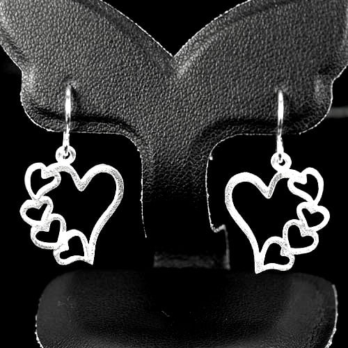 925 Sterling Silver Jewelry Earrings 2.35 Grams Heart Design (1 of 3)