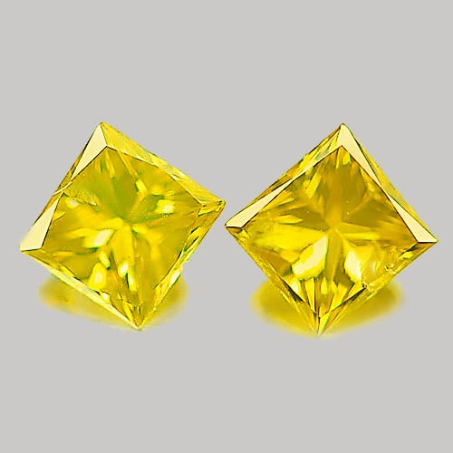 Natural Yellow Loose Diamond 0.31 Ct. 2 Pcs. Baguette Princess Cut: Product ID: 802103004 Product Name: Natural Enhanced Diamond Weight: 0.31 CT. Size: 3.1 x 3 x 2 MM. Shape: Baguette Princess Cut Color: Yellow Clarity:VSI Luster: Scintillating Gems Origin: Belgium Tr