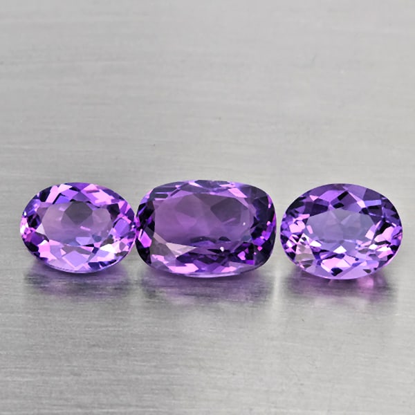 Natural Purple Amethyst Gemstones 8.39 Ct. 3 Pcs. Mixed Shape and Mixed Size: Product ID: 800325705 Product Name: Natural Amethyst Weight: 8.39 CT. Size: 11.9 x 8.5 x 5.7 to 10 x 7.8 x 5 MM. Shape: Mixed Shape Color: Purple Clarity:VSI Luster: Good Gems Origin: Brazil Treatment