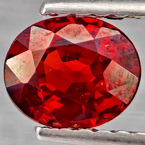 Natural Orangish Red Spessartine Garnet Gemstones 0.97 Ct. Oval Shape 6.3 x 5.2 Mm.: Product ID: 802937387 Product Name: Natural Garnet Weight: 0.97 CT. Size: 6.2 x 5.2 x 3.5 MM. Shape: Oval Shape Color: Orangish Red Clarity:SI1 Luster: Good Gems Origin: Namibia Treatment: Unheated Cr