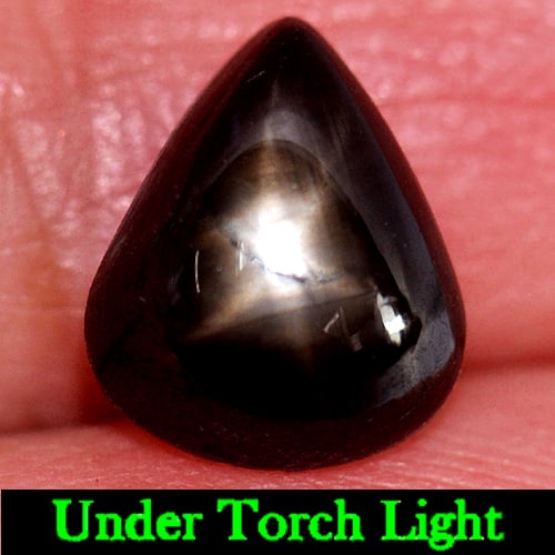 Natural Black Star Sapphire 6 Rays Gemstones3.79 Ct. Pear Cabochon 9.7 x 8 Mm.: Product ID: 806133841 Product Name: Natural Star Sapphire Weight: 3.79 CT. Size: 9.7 x 8 x 5 MM. Shape: Pear Cabochon Color: Black Clarity:Opaque Luster: Good 6 Rays Star Gems Origin: Thailand Treatme