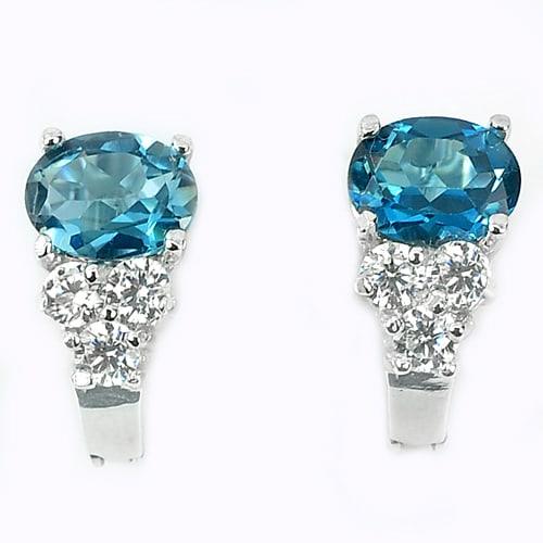 Natural London Blue Topaz Gemstones 925 Sterling Silver Earrings Jewelry 4.78 Grams Size 15 x 8 Mm.: Product ID: 281020042 Product Type: 925 Sterling Silver Fine Jewelry Jewelry Weight: 4.78 Grams. Gemstones Color: Blue Metal: Solid Silver 92.5%. Gemstone Detail: Natural London Blue Topaz Oval Size 8