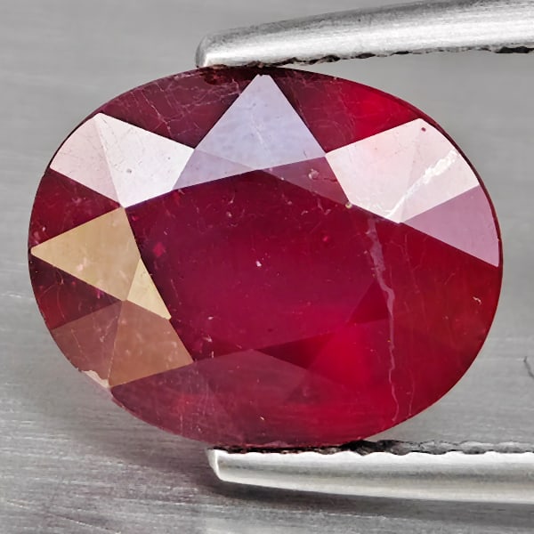 Natural Red Ruby Gemstones 4.85 Ct. Oval Shape 11.1 x 8.9 Mm.: Product ID: 805935985 Product Name: Natural Ruby Weight: 4.85 CT. Size: 11.1 x 8.9 x 5.4 MM. Shape: Oval Color: Red Clarity:VSI - SI1 Luster: Good Gems Origin: Madagascar Treatment: Heated (Lead-glass