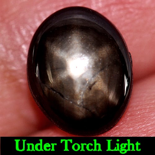 Natural Black Star Sapphire Gemstones 6 Rays 3.67 Ct. Oval Cabochon Shape 10 x 8.1 Mm.: Product ID: 806130391 Product Name: Natural Star Sapphire Weight: 3.67 CT. Size: 10 x 8.1 x 4.1 MM. Shape: Oval Cabochon Color: Black Clarity:Opaque Luster: Good 6 Rays Star Gems Origin: Thailand Trea